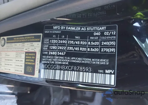 2012 Mercedes-Benz Glk 350 4Matic из США, поврежденный, VIN WDCGG8HBXCF878593